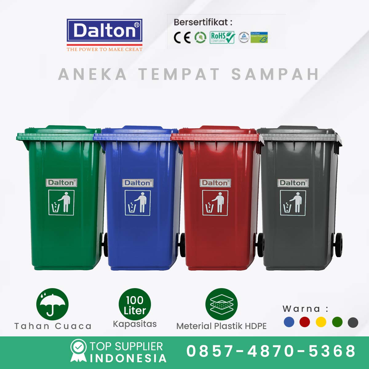 Tempat sampah beroda 120 liter