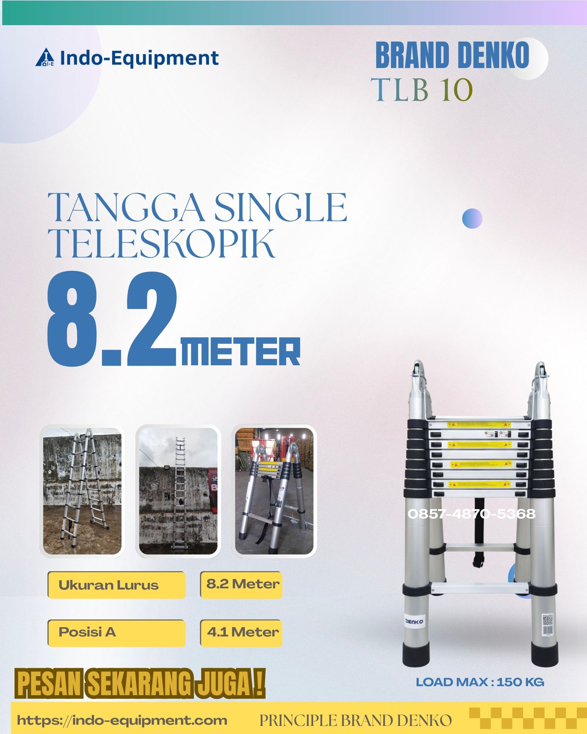 Tangga Lipat Aluminium Teleskopik 8M Double Telescopic Ladder 8 Meter