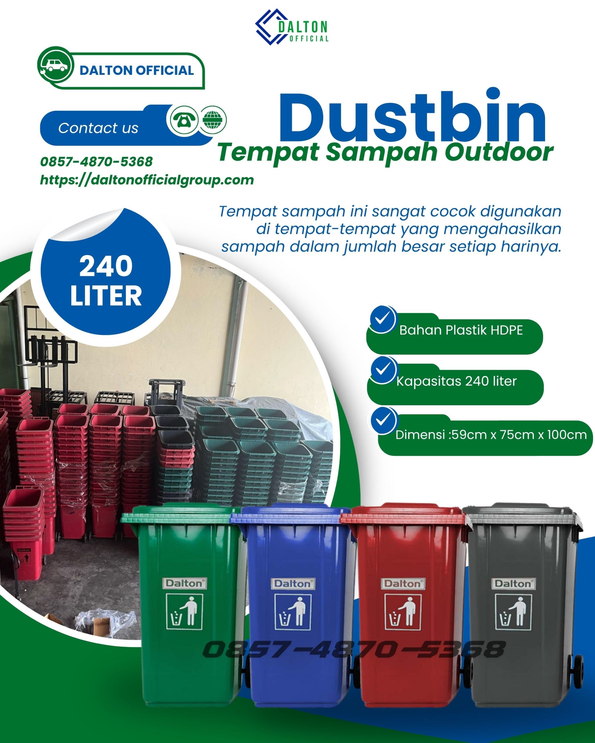 Pusat Distributor Tempat sampah 240 liter Dalton ( Official )