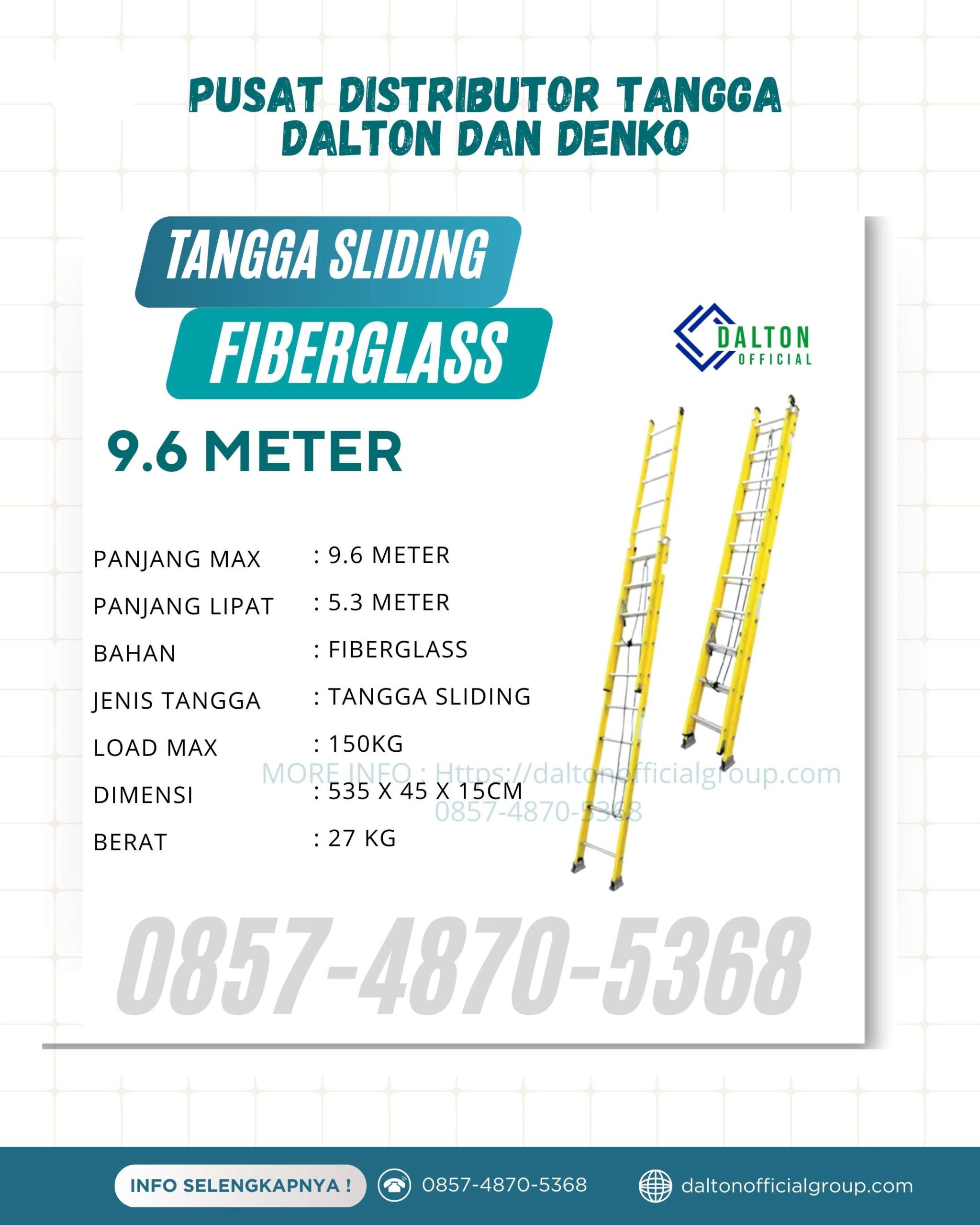 Tangga PLN Extension Fiberglass DENKO 32FT| 9,6 Meter Sliding Sorong