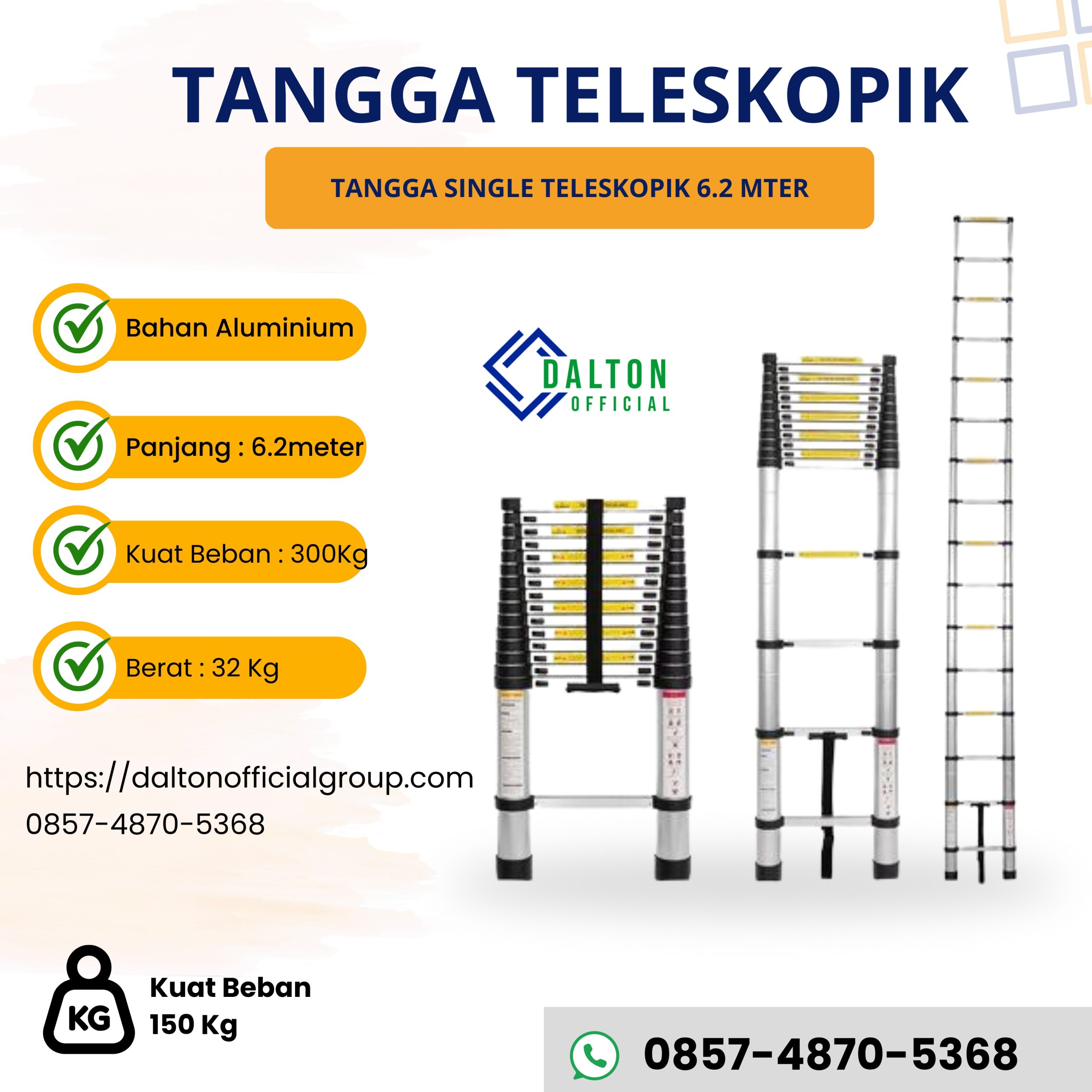 Jual Tangga Single Teleskopik 6.2 Meter – DALTON ML 1009L - Jakarta