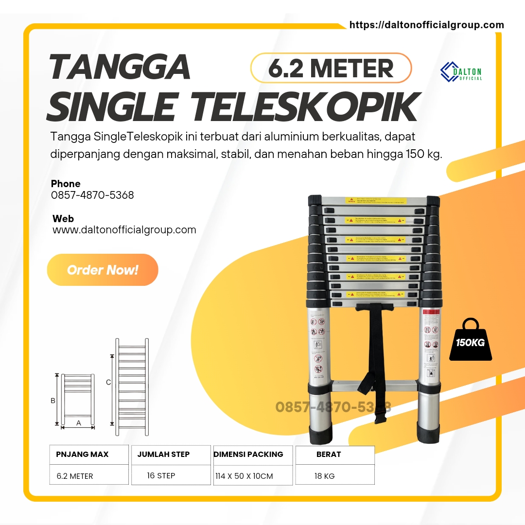 Tangga Single Teleskopik 6.2 meter