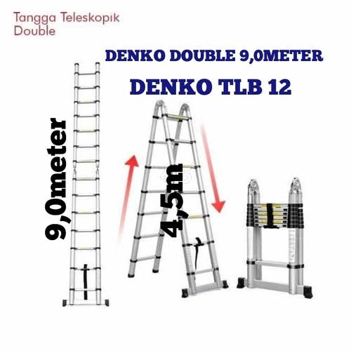 Tangga Aluminium Teleskopik DENKO - TLB-12 (4,5m + 4,5m = 9,0 Meter)